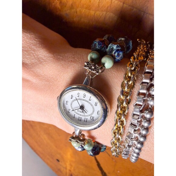 Women\'s Beaded Bracelet Wristwatch LEGACY Quartz ANALOG New Battery main image 8